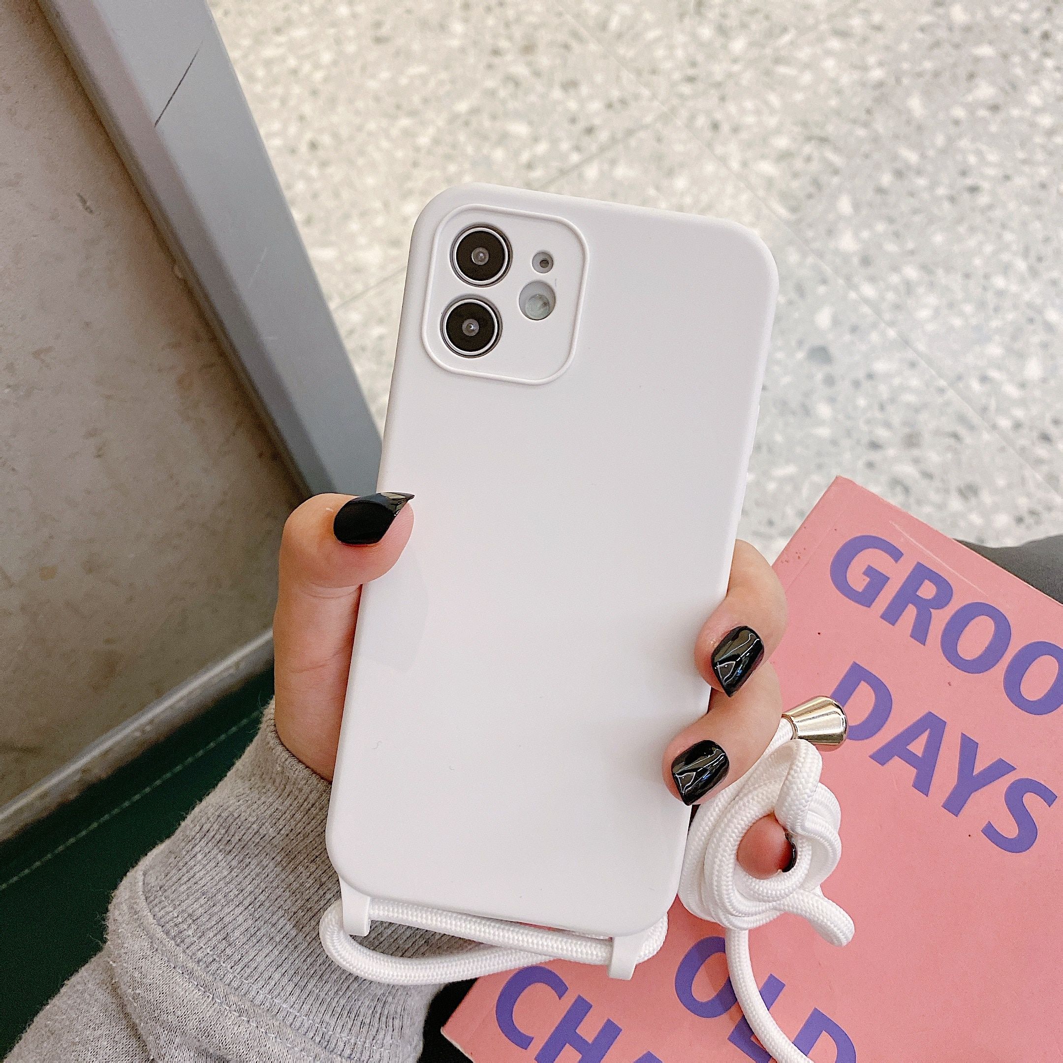 Crossbody Lanyard Liquid Silicone Case For iPhone 13 12 11 Pro Max XS X XR SE2 8 7 Plus Holder Neck Strap Cord Soft Color Cover