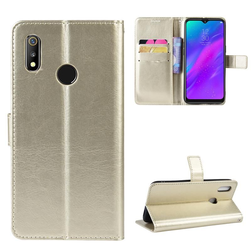 Holster Flip Stand Wallet Crazy Horse PU Leather Case For Realme 3 Pro Cover
