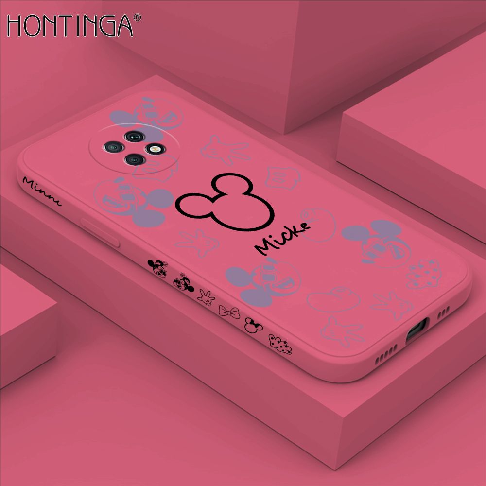 Hontinga for Redmi Note 9T Case Side Design Cute Mouse Avatar Back Cover Soft Square Edge Pattern Liquid Silicone Trend Phone Cases