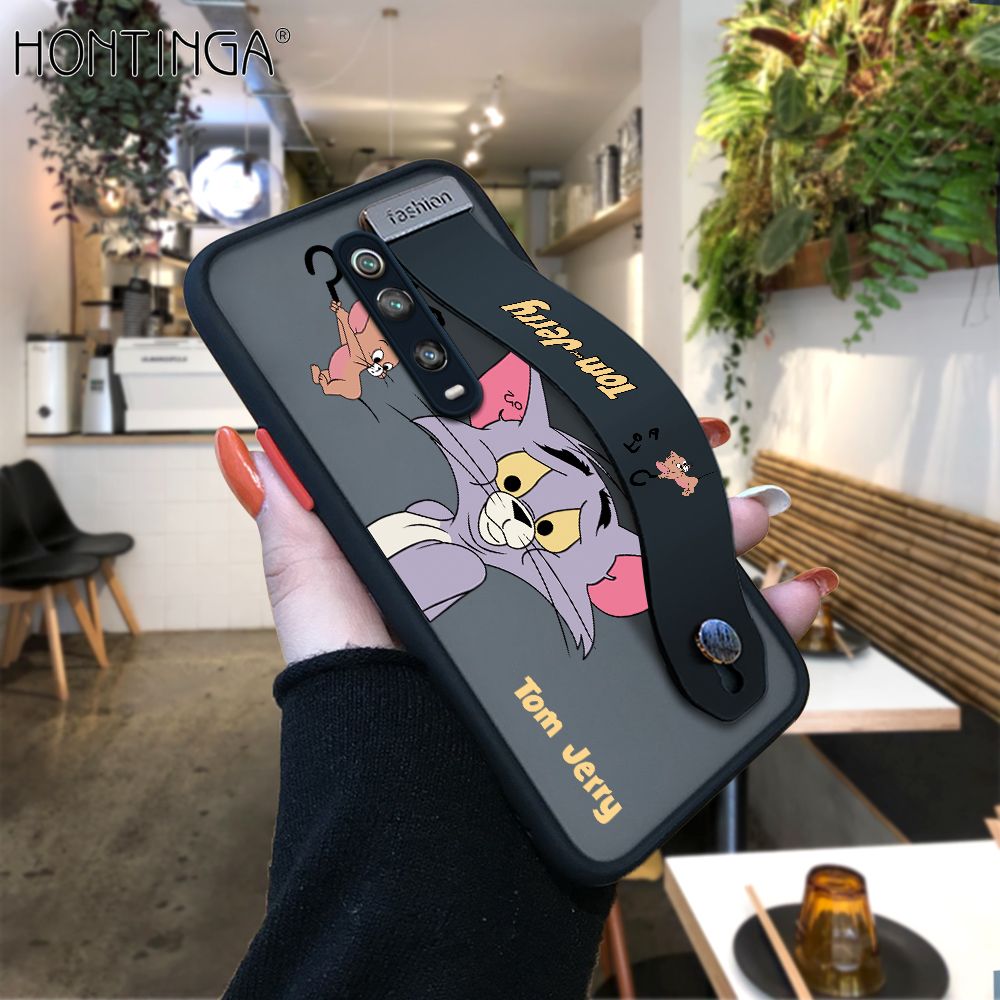 Hontinga for Redmi K20 / K20 Pro / Xiaomi Mi 9T / 9T Pro Back Cover With Wristband Popular Cartoon Pattern Phone Casee Full Lens Protection Thin Frosted Cases
