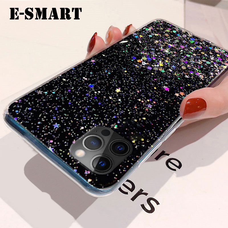 Phone Case iPhone13 Mini Back Cover Glitter Silicone Soft Cases Starry Sky String Glitter Transparent Space Stars Moon iPhone13 Mini case