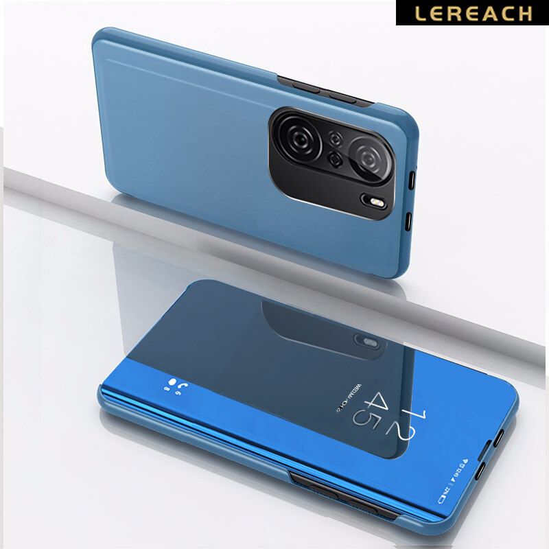 Lereach For Xiaomi POCO F3 / Redmi K40 Cove Case Leather Flip Cover plated Mirror + PU leather Back Cover Case