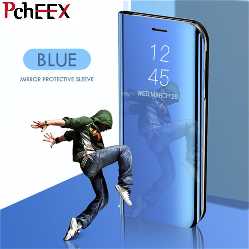 For Xiaomi Redmi Note 8 Phone Case, Smart Clear View Cover Hard Flip Stand Mirror Casing