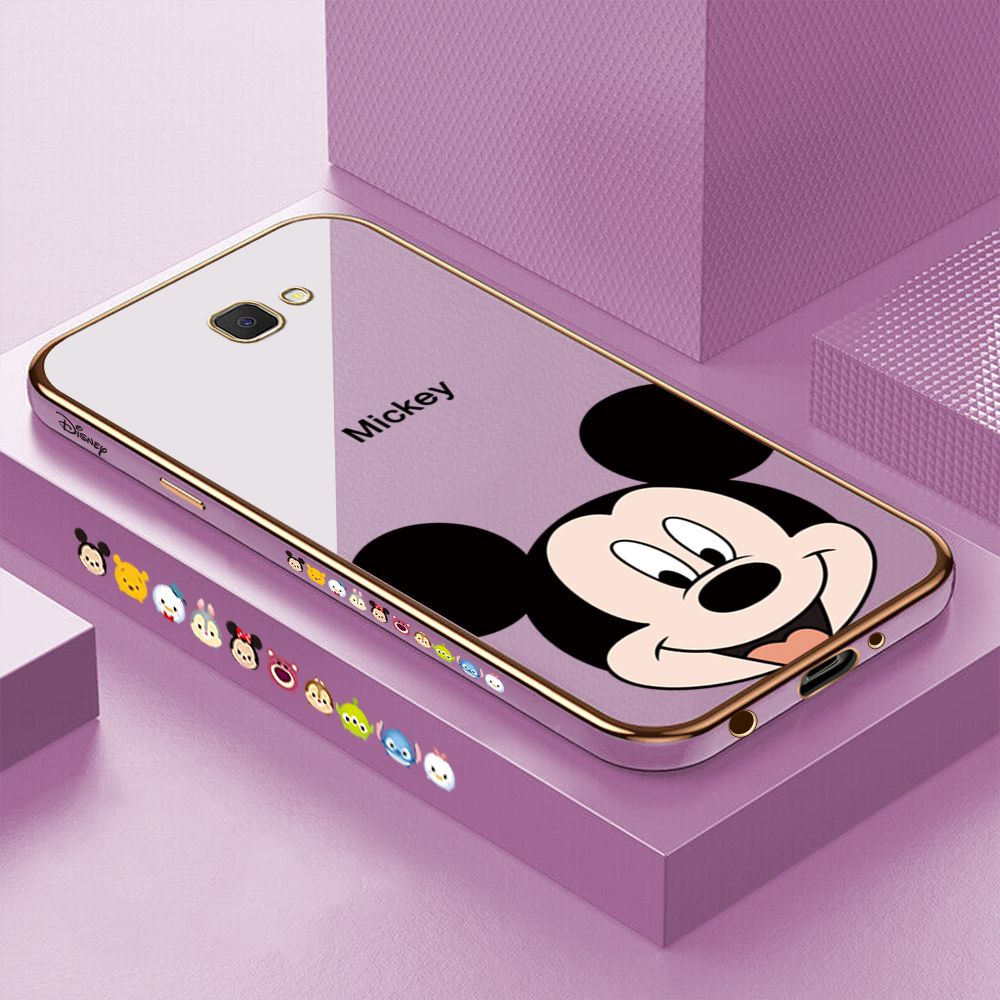 ZeroQiQi for Samsung Galaxy J7 Prime Back Cover Cartoon Big Head Mouse Luxury 6D Plating Case Side Pattern Soft Silicone Square Phone Cases + Free Lanyard