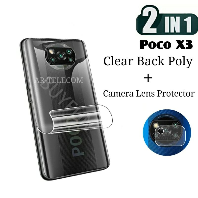 Poco X3 Clear Back Protector Poly + Camera Lens Protector