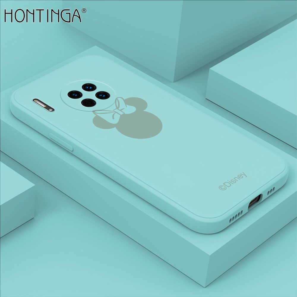 Hontinga for Huawei Mate 30 Case Cartoon Mouse Phone Case Soft Square Edge Silicone Cases Full Lens Cover Shockproof Protection Cover