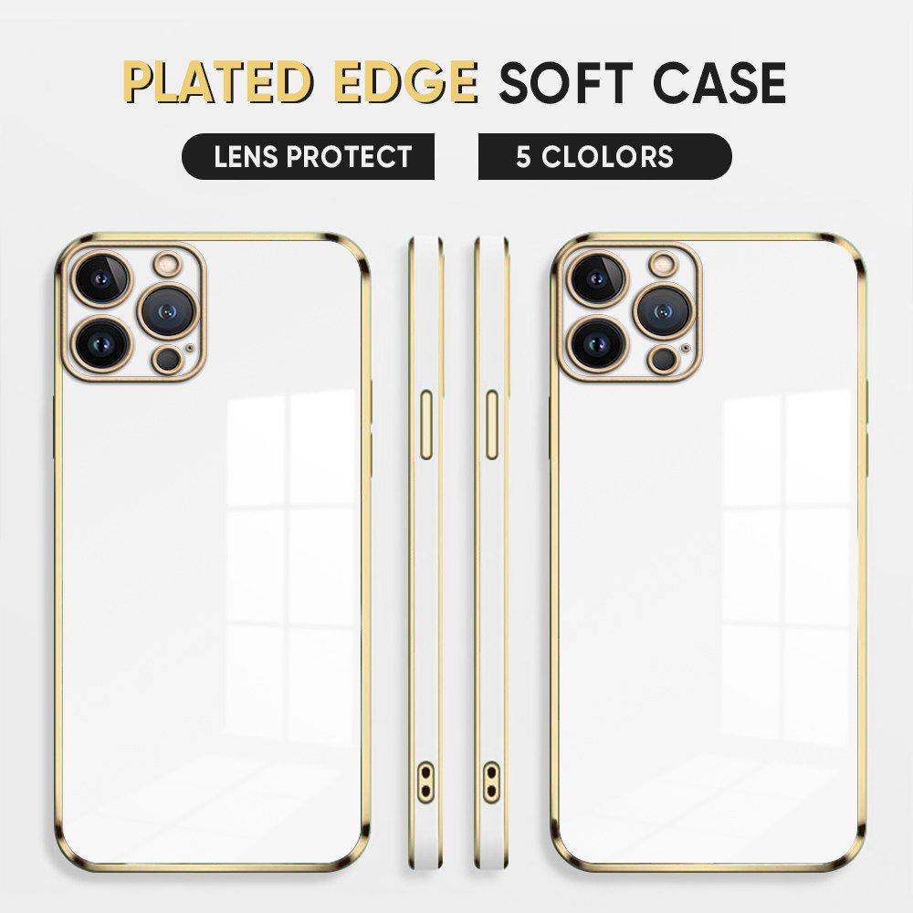 Luxury 6D Plating Case for iPhone 8 Soft Silicone Square Frame Back Cover Shiny Bling Phone Cases