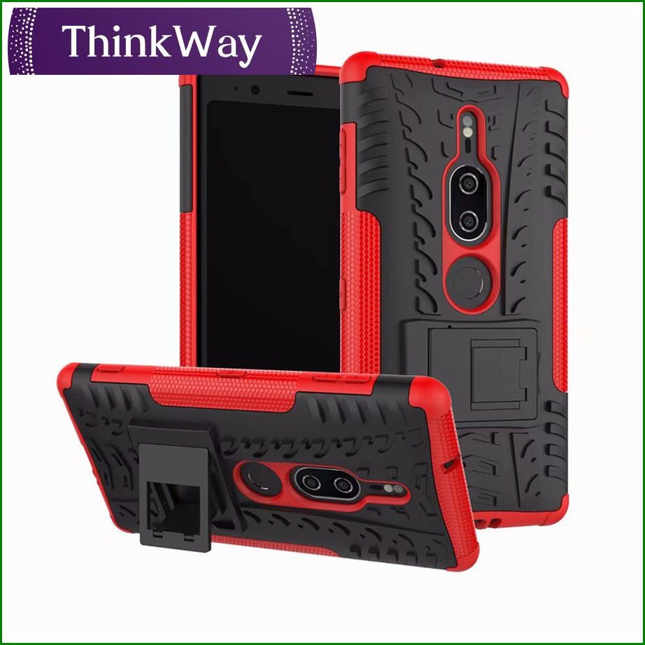 Colorful pattern bracket two-in-one anti-fall shell protective cover spider pattern mobile phone case shock-proof silicone cover For Sony XZ2 & Sony XZ2 Compact