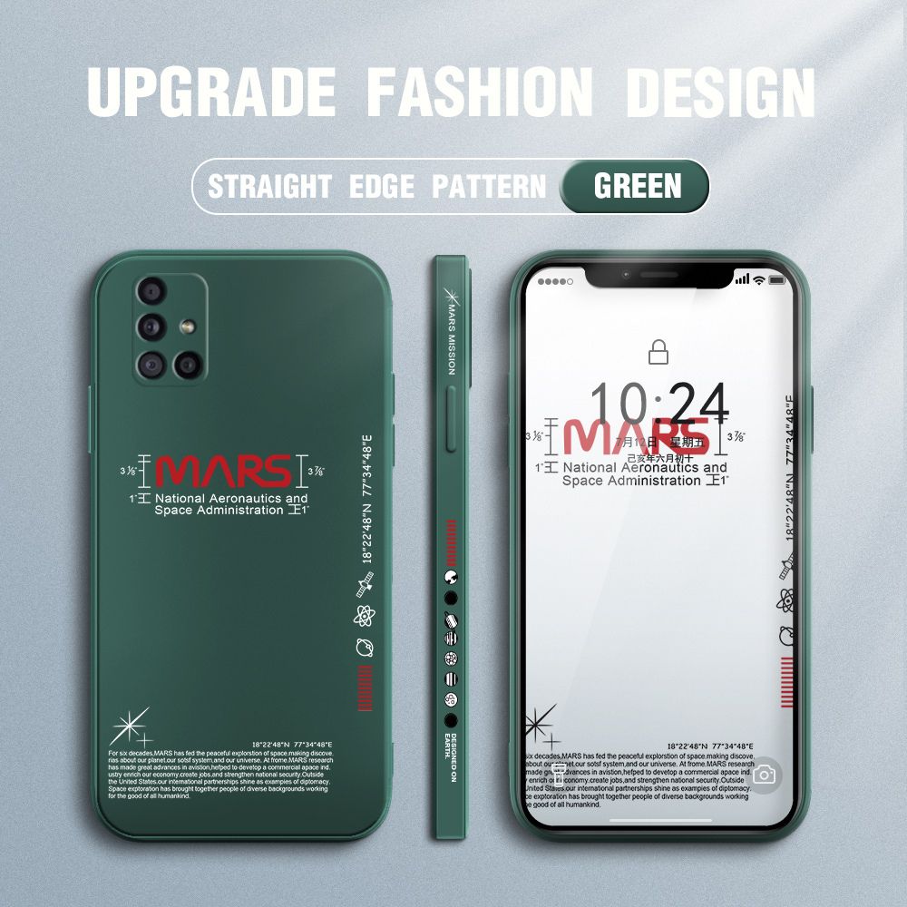 Jizetin for Samsung Galaxy A51 Case New NASA Design Side Design Phone Case Square Edge Pattern Liquid Silicone Cases Full Cover Camera Soft Protection Case