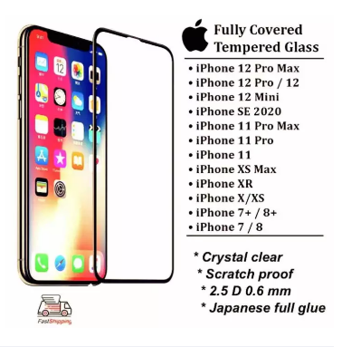 For Aple iPhne 12ProMax / 12Pro / 12 / 12 mini/ 11ProMax / 11Pro / 11 / SE2020 / XSMax / XS / X / XR / 8+ / 8 / 7+ / 7 Full Screen Cover Clear Tempered Glass Screen Protector