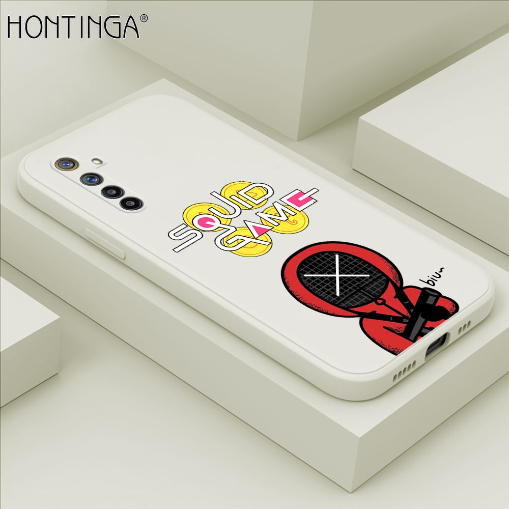 Hontinga for Realme 6 / Narzo Case Fashion Cartoon Electric Baton Judge Role Phone Cover Square Liquid Silicone Trend Phone Case
