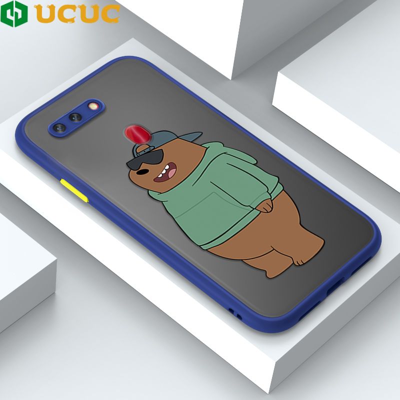 UCUC for OPPO R15 Pro Back Cover Sunglasses Bear Frosted Transparent Hard Phone Case Thin Shockproof Full Cover Camera Protect Case