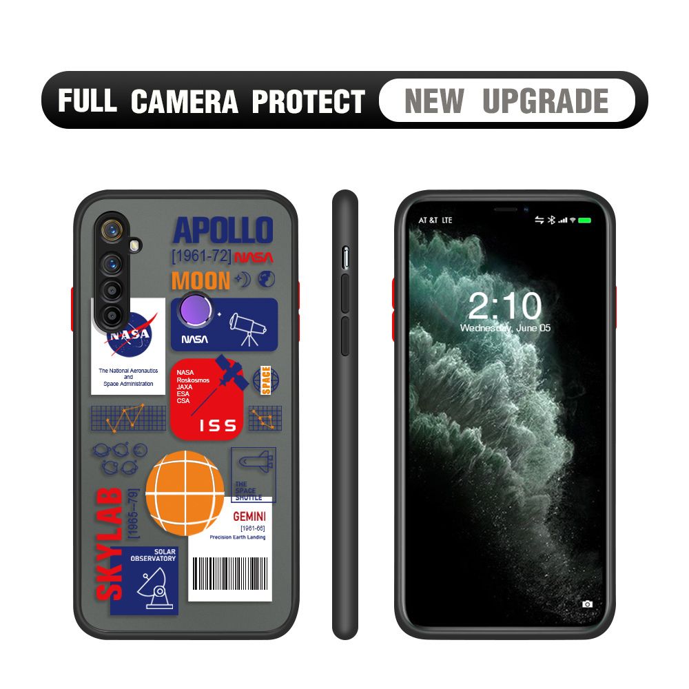 Hontinga for Realme 5 5i 5S 6i Case Travel Poster Camera Shockproof Protection Cases Edge Frosted Transparent Phone Cover