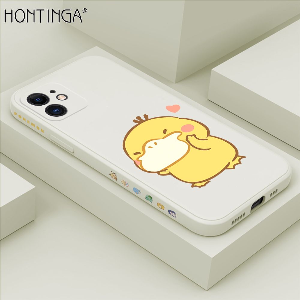 Hontinga for iPhone 12 Mini Case Side Design Trendy Cartoon Sign Back Cover Soft Square Edge Pattern Liquid Silicone Phone Cases