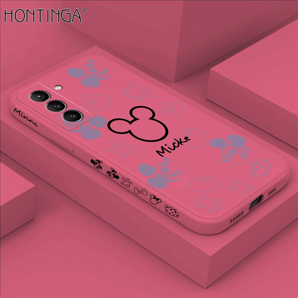 Hontinga for Samsung S21 5G Case Side Design Cute Mouse Avatar Back Cover Soft Square Edge Pattern Liquid Silicone Trend Phone Cases