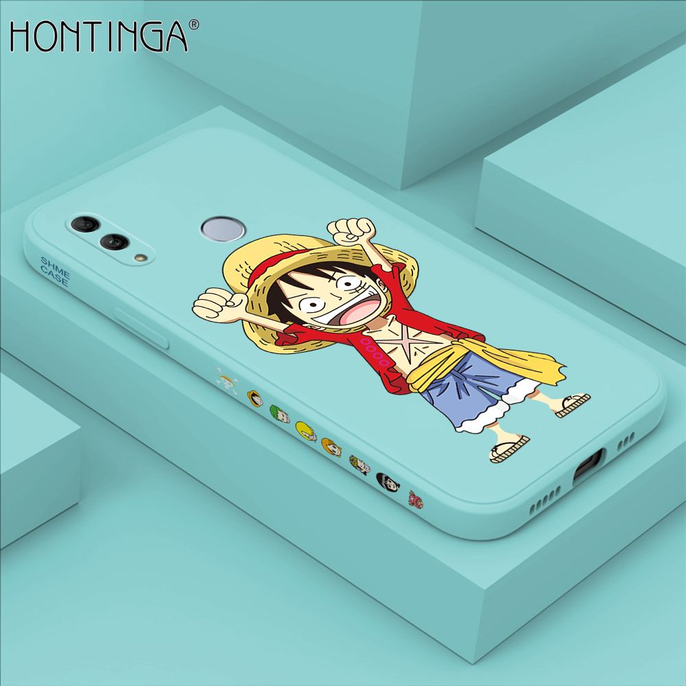 Hontinga for Honor 10 Lite Case Side Design Anime Cartoon Luffy Back Cover Soft Square Edge Pattern Liquid Silicone Trend Phone Cases