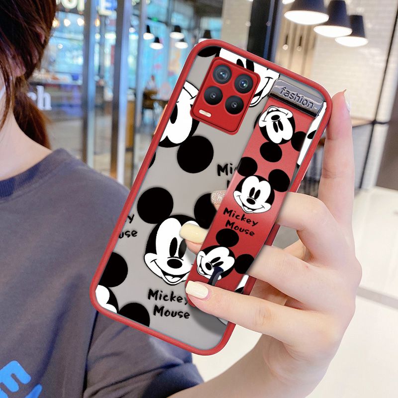 UCUC for Realme 8 Wrist Strap Case Cute Mouse Avatar Wristband Printing Cover Shockproof Ultra Thin Phone Case
