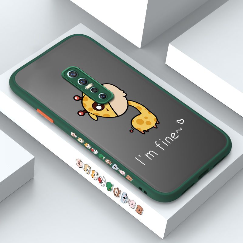 ZeroQiQi for Vivo V17 Pro Case Cute Funny Giraffe Side Printing Cover Frosted Ultra Thin Protective Anti Fall Phone Case