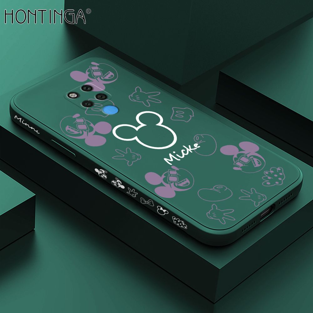 Hontinga for Huawei Mate 20X Case Side Design Cute Mouse Avatar Back Cover Soft Square Edge Pattern Liquid Silicone Trend Phone Cases
