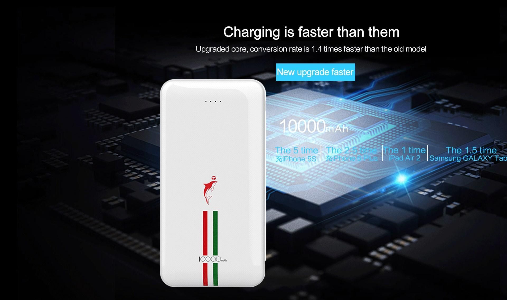 Original 10000mah Fast Charging Power Bank Hyperbolic Arc Design Out of Shock