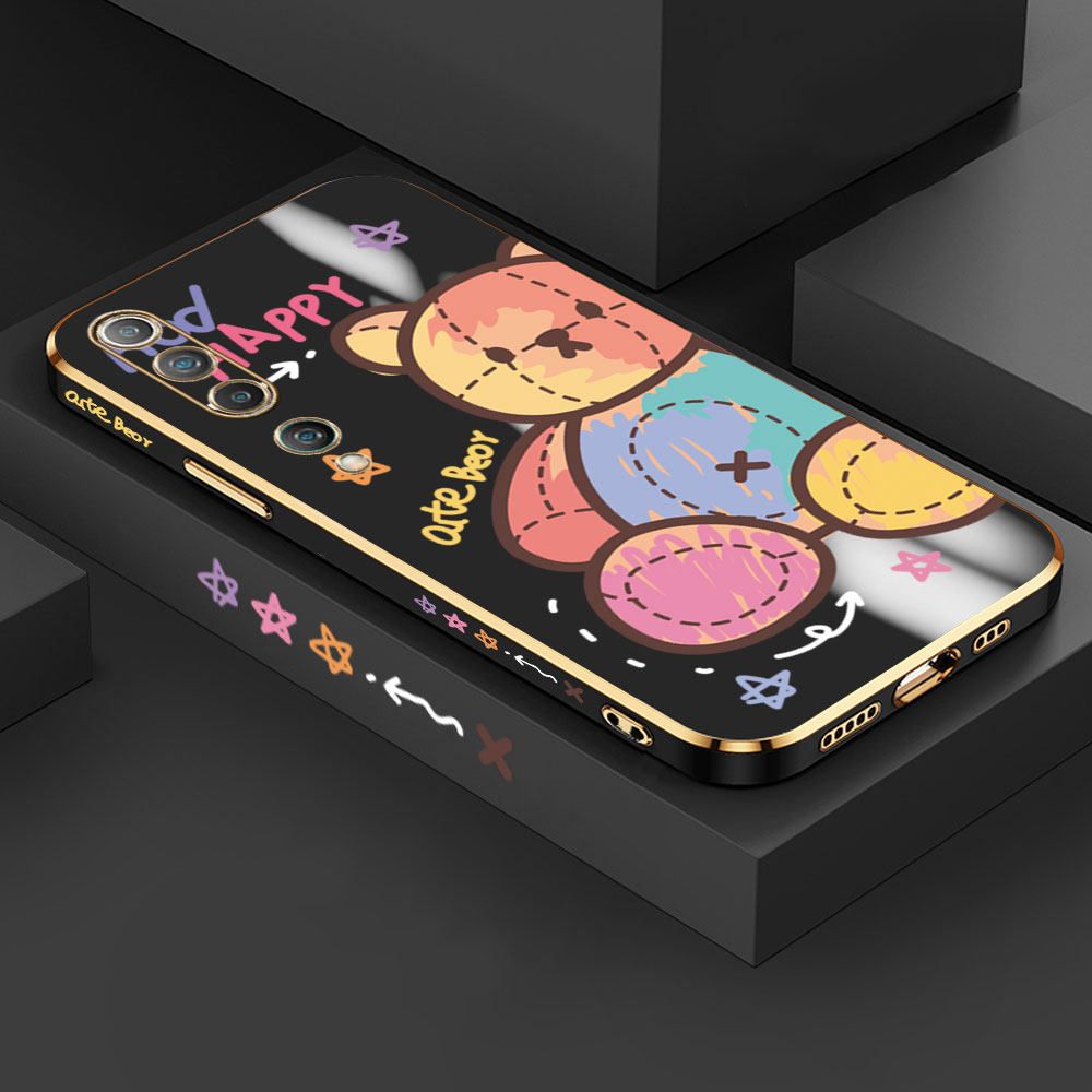 Jizetin (Free Lanyard) Xiaomi 10 Case Color Doll Bear Luxury 6D Plating Soft Casing Silicone Ultra Thin Phone Cover