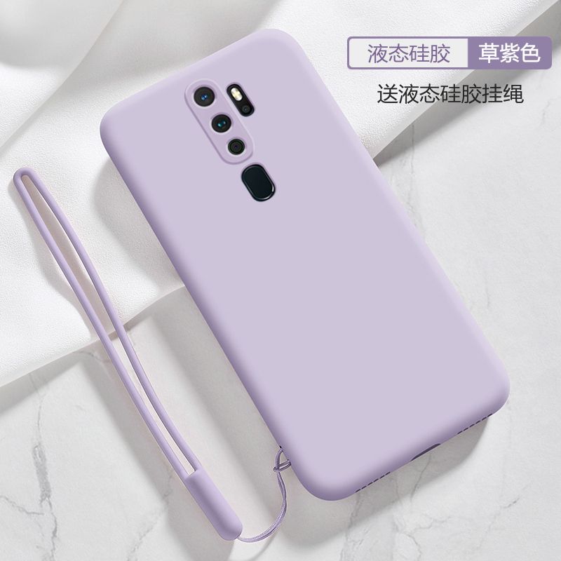 For OPPO A5 2020 Case Ultra thin Soft Phone Back Cover Smooth Liquid Silicone Flocking Protective Casing (With Free Gift lanyard)