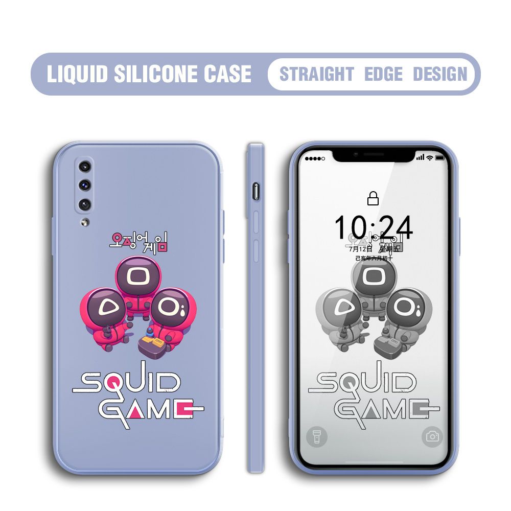 UCUC for Samsung Galaxy A30S Case Cute Cartoon Cute Squid Character Phone Cover Square Liquid Silicone Shockproof Phone Protective Case