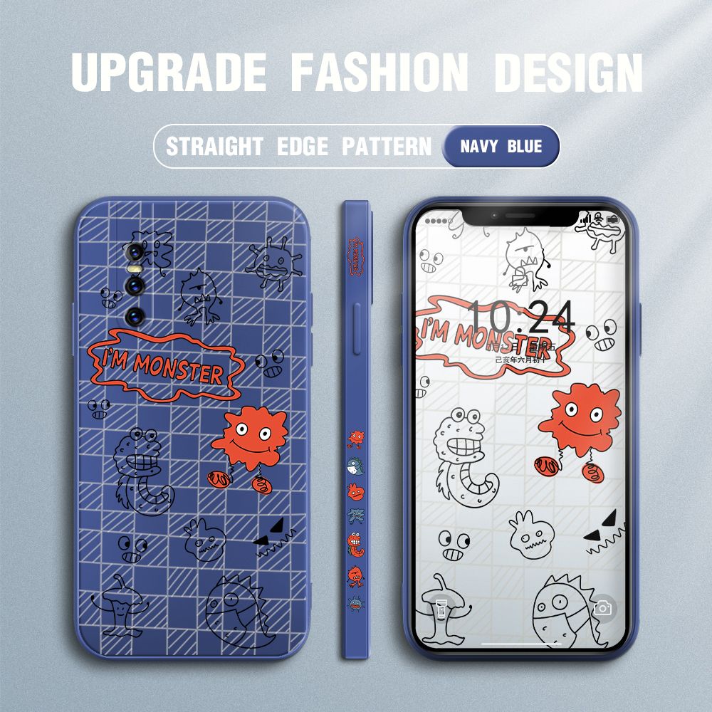 Jizetin for Vivo V15 Pro Case Side Design Phone Cover Printed Text “I Am Monster ” Cover Square Edge Pattern Liquid Silicone Trend Case
