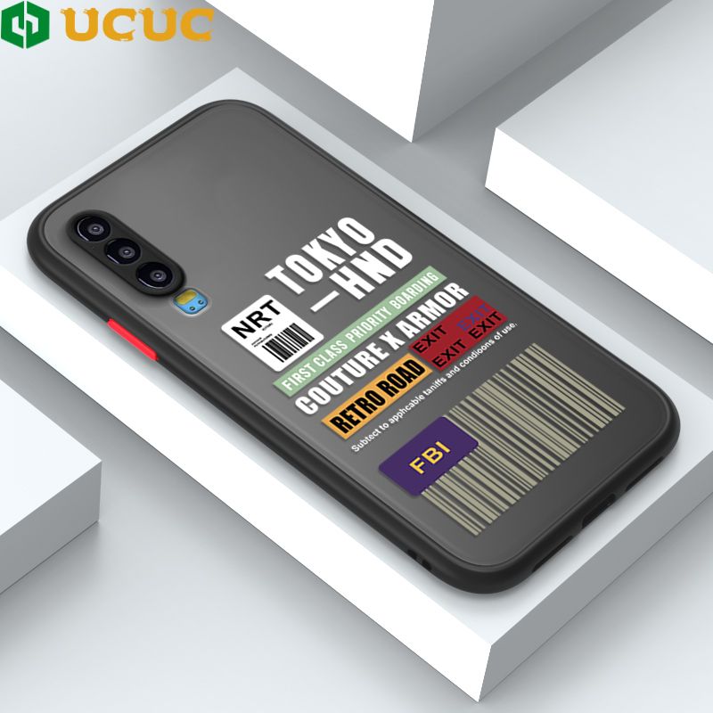 UCUC for Huawei P30 Back Cover FBI Sticker Frosted Transparent Hard Phone Case Thin Shockproof Full Cover Camera Protect Case