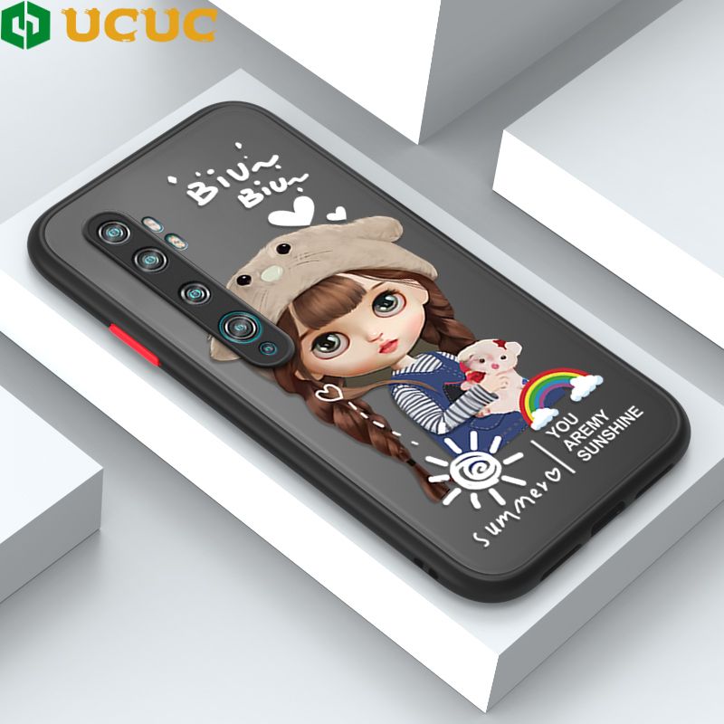 UCUC for Xiaomi Note 10 / Note 10 Pro / CC9 Pro Back Cover Rainbow Lovely Girls Frosted Transparent Hard Phone Case Thin Shockproof Full Cover Camera Protect Case