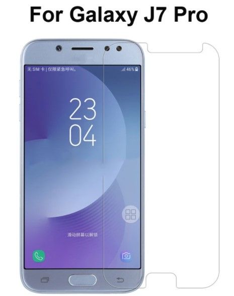 2pcs Glass for Samsung Galaxy J7 Pro Screen Protector 9H full black