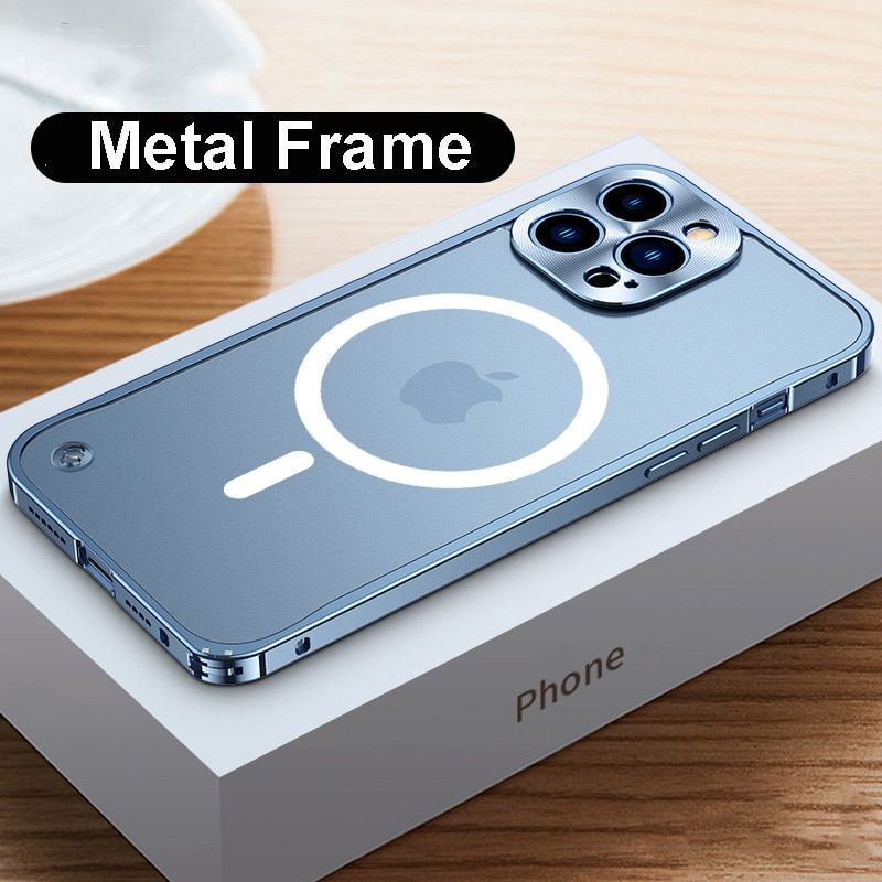 Luxury Aluminium Alloy Metal Frame Cases for Iphone 12 13 Pro Max 12mini 13mini Support for Magsafe Magnetic Wireless Charging