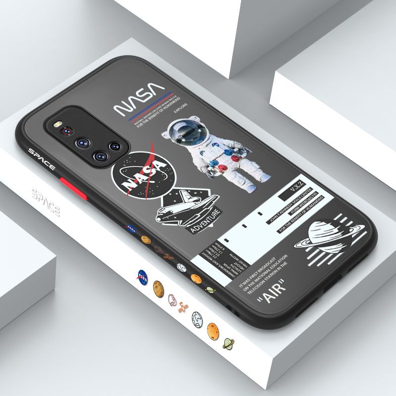 ZeroQiQi for Vivo V19 Case Creative Cartoon Astronaut Side Printed Pattern Design Phone Cover Frosted Transparent Ultra Thin Protective Phone Case