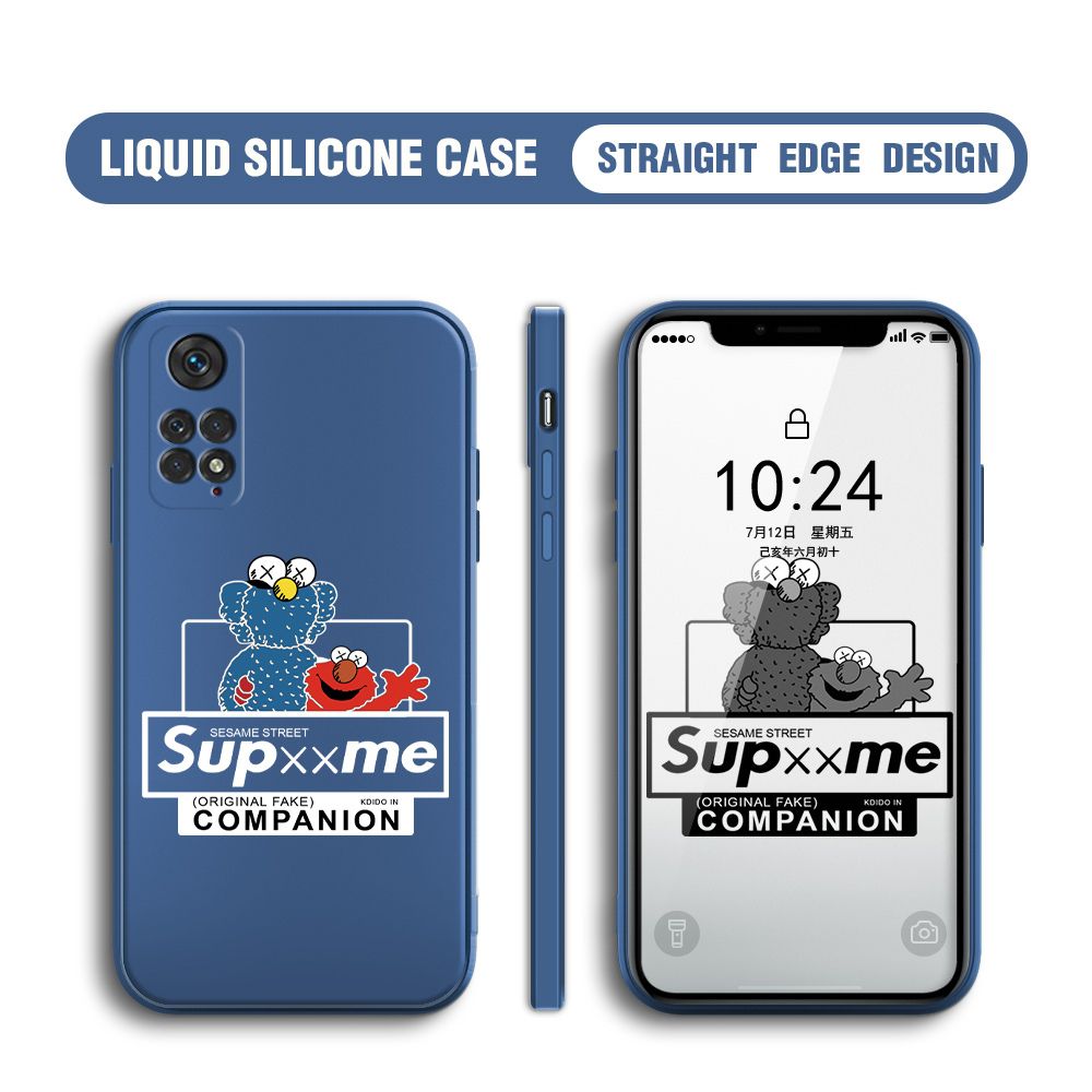 BILI for Redmi Note 11 / Note 11S Back Cover Sesame Street Companion Multicolor Liquid Silicone Phone Case Soft Square Lens Protection Phone Cases