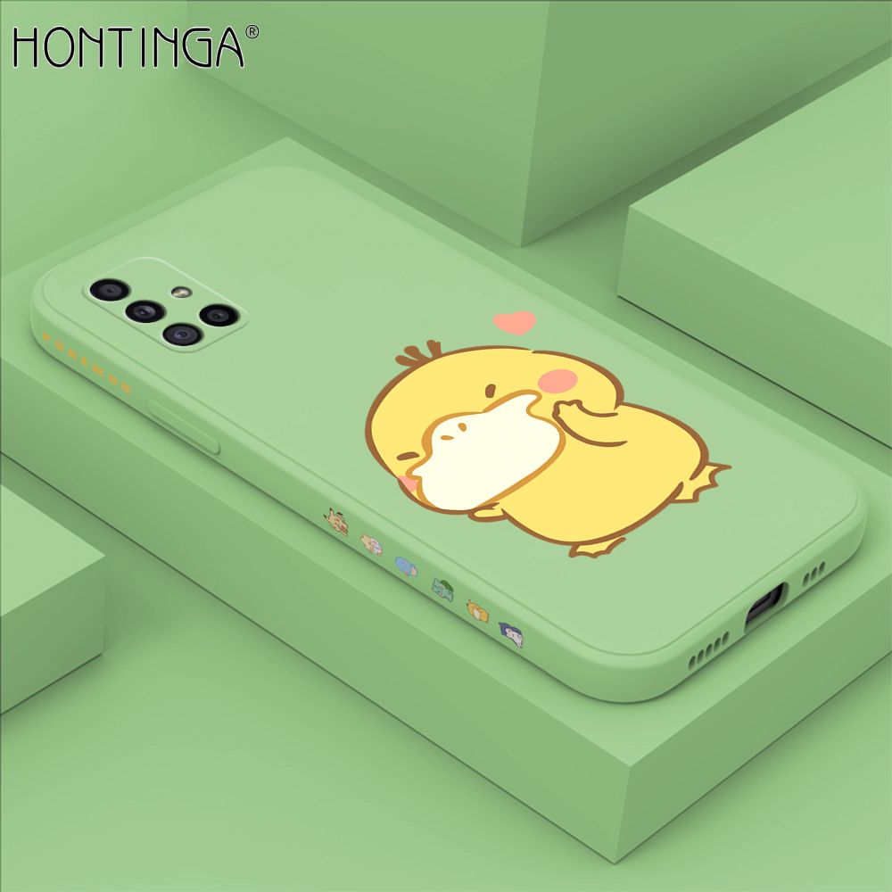 Hontinga for Samsung A51 4G Case Side Design Trendy Cartoon Sign Back Cover Soft Square Edge Pattern Liquid Silicone Phone Cases