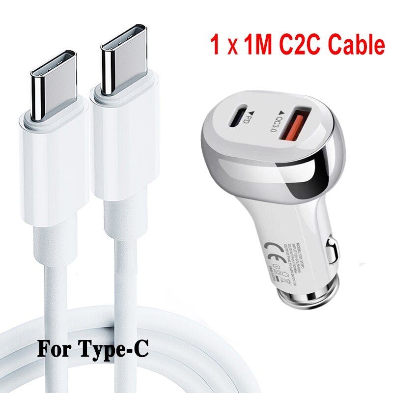 USB C Car Charger PD 38W Type-C Dual QC3.0 USB 20W PD Fast Charging In-car Quick Charge Adapter Mini Universal Car Phone Charger