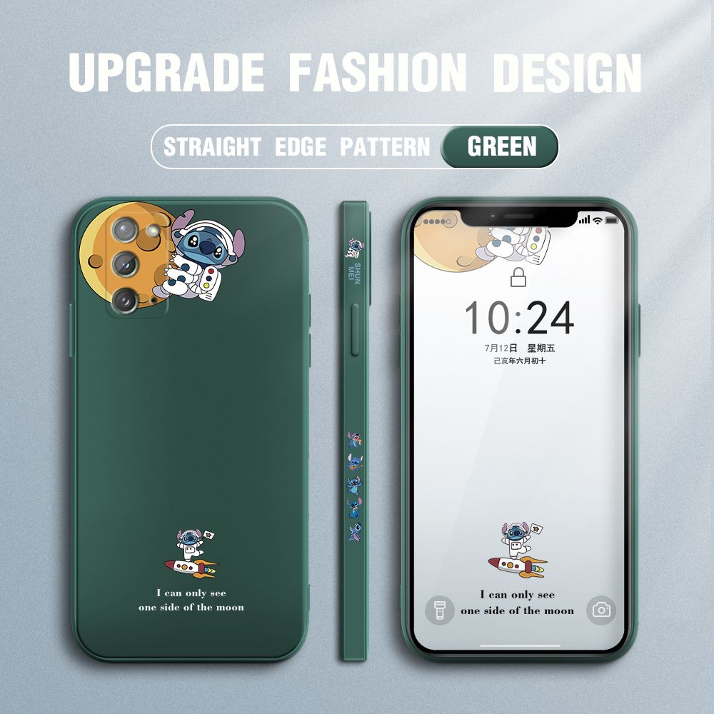 Jizetin for Samsung Galaxy Note 20 Case Side Design Phone Cover  Astronaut Stitch Cover Square Edge Pattern Liquid Silicone Trend Case