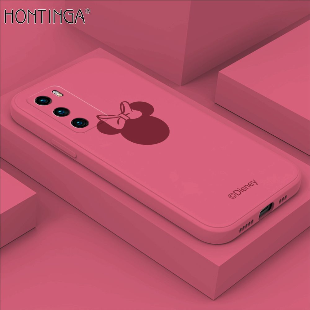 Hontinga for Huawei P40 Case Cartoon Mouse Phone Case Soft Square Edge Silicone Cases Full Lens Cover Shockproof Protection Cover