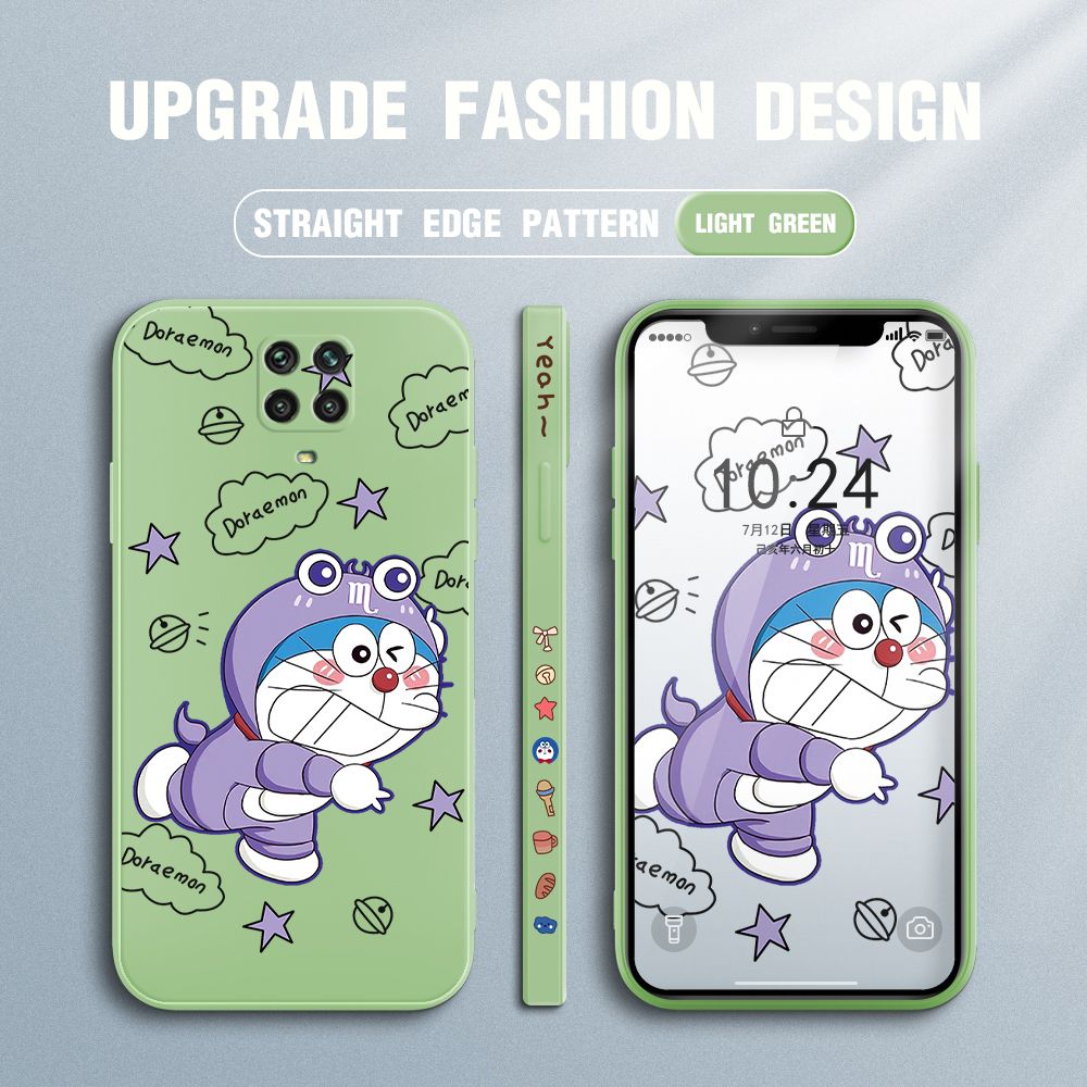 Jizetin for Redmi Note 9 Pro / Note 9S / Note 9 Pro Max / Poco M2 Pro Case Cute Cartoon Purple Doraemon Anime Side Design Phone Case Ultra Soft Edge Pattern Liquid Silicone Phone Cases