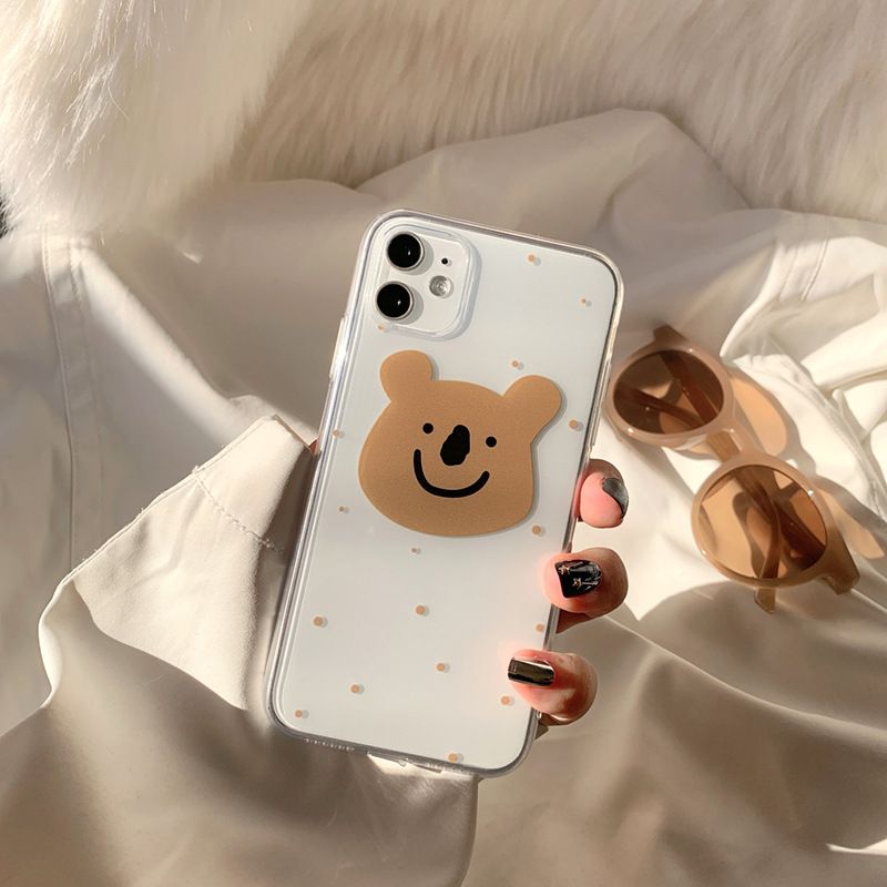 Transparent Case Cute Bear Pattern Silicone Cover