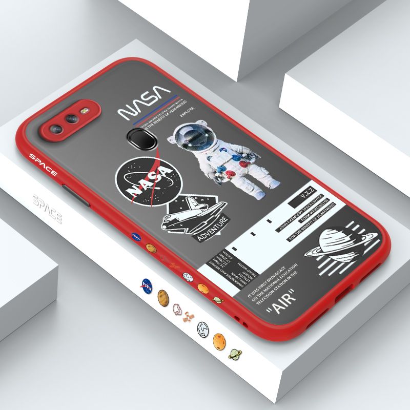 ZeroQiQi for OPPO A12S Case Creative Cartoon Astronaut Side Printed Pattern Design Phone Cover Frosted Transparent Ultra Thin Protective Phone Case