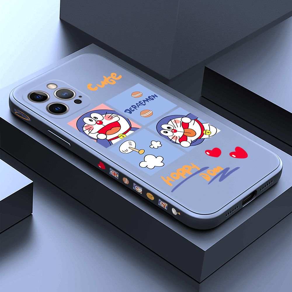 Hontinga for iPhone 12 Pro Max Case Side Design Cartoon Cute Back Cover Soft Square Edge Pattern Liquid Silicone Trend Phone Cases