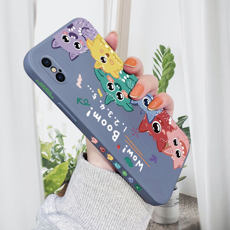 AMORVOR for iPhone X/XS Back Cover Cute Cartoon Monsters Side design Soft Case Liquid Silicone Phone Cases