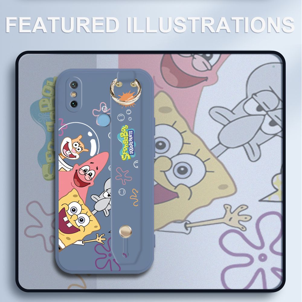 UCUC for Xiaomi Mi 6X Wrist Strap Case Funny Cartoon Sea Creatures Cover Ultra Thin Anti Fall Liquid Silicone Phone Case