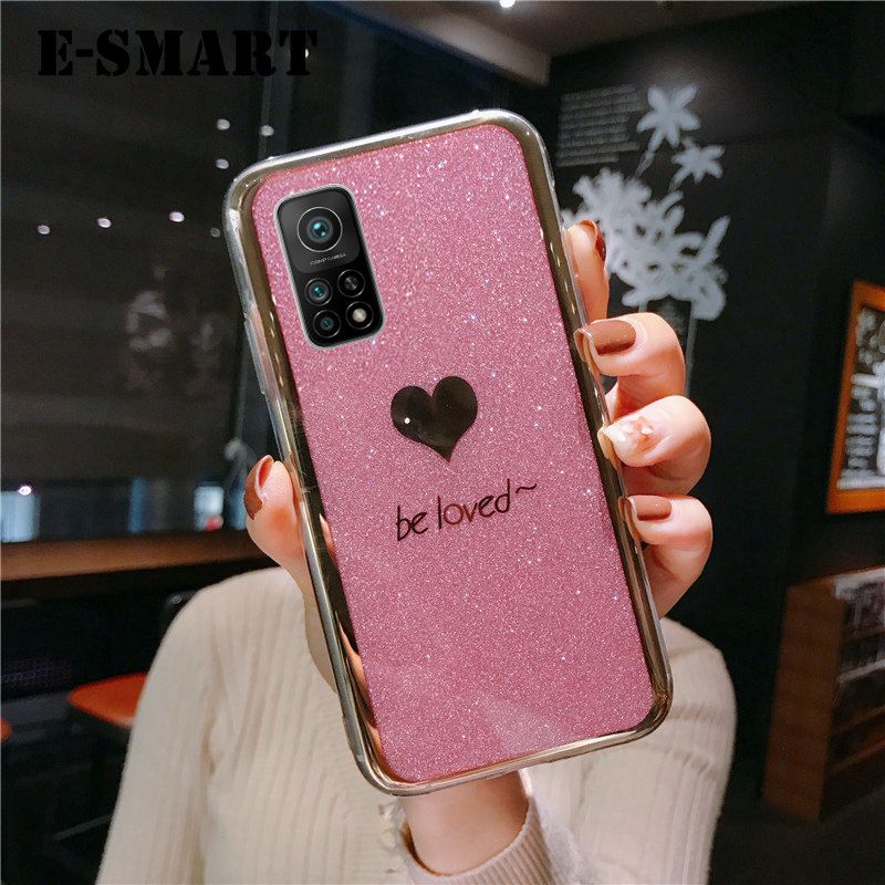 Phone Case Xiaomi 10T Back Fashion Couple Cases Bling Gold Glitter Be Loved Soft Silicone Protector Cover Xiaomi Mi 10T case