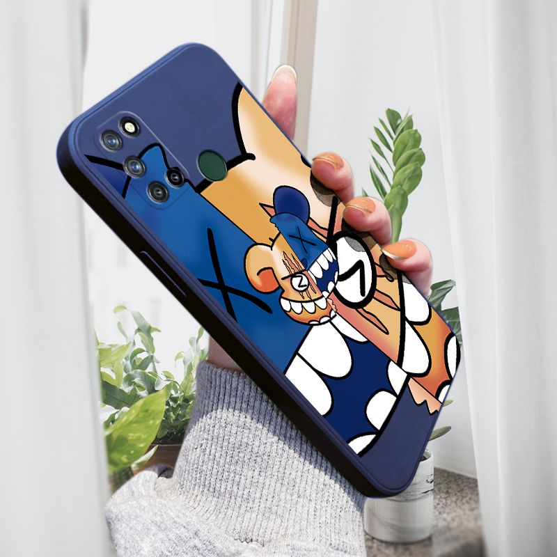 AMORVOR for Realme 7I/C17 Back Cover Fashion Popular Side design Soft Case Liquid Silicone Phone Cases