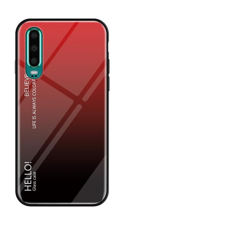 Gradient Color Tempered Glass Casing Protective Case Back Cover Soft TPU Bumper Case For Huawei P30 Case