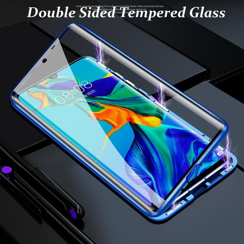 360 Full Magnetic Phone Case For Huawei Honor 10 Lite 20 Pro Double Sided Glass Cover Metal Bumper For hauwei P30 P40 Pro lite  Nova 6 se 7i Case