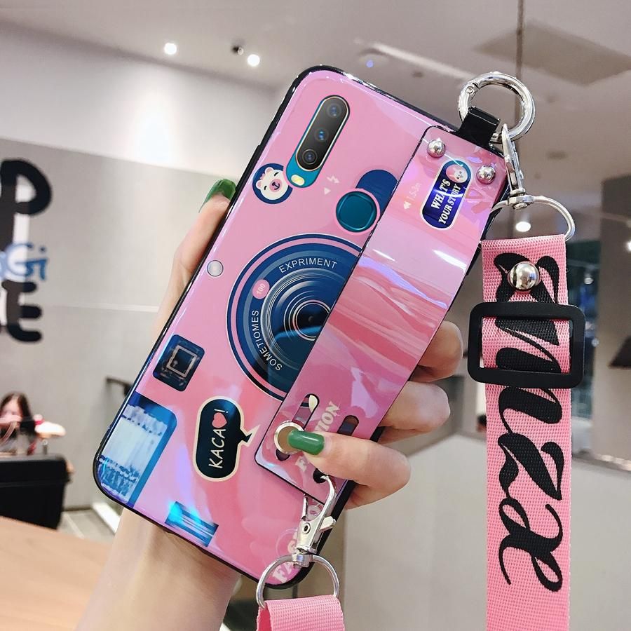 for VIVO Y17 / Y3 / Y12 / Y11 / Y15 Y12i Y20i Y12S Y20S Y20 Y30i Y30 Y50 V9 Y85 S1 Pro Y19 V15 Pro 3D Luxury Fashion Cute Wristband Stand Holder Phone Case with Lanyard Soft TPU Back Cover