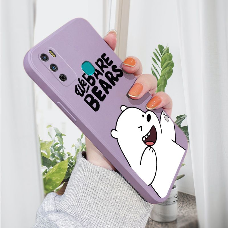 AMORVOR for Infinix Hot 9 Play Back Cover Cartoon Cute Panda Side design Soft Case Liquid Silicone Phone Cases